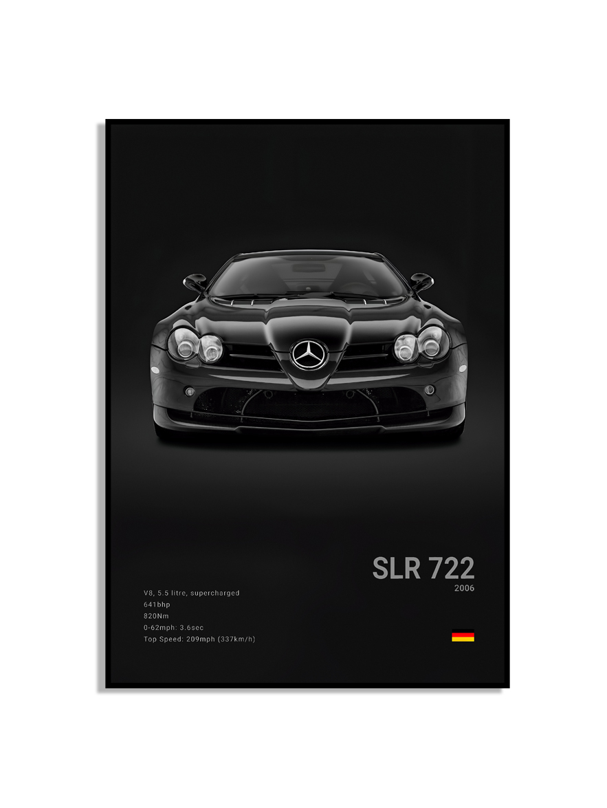 Affisch – Lyxig svartvit sportbil / SLR 722 2006 / Svart