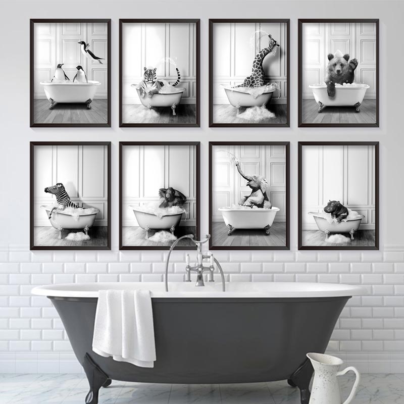 Posters - Nordiska Badrumsinredningsdjur / Set om 8