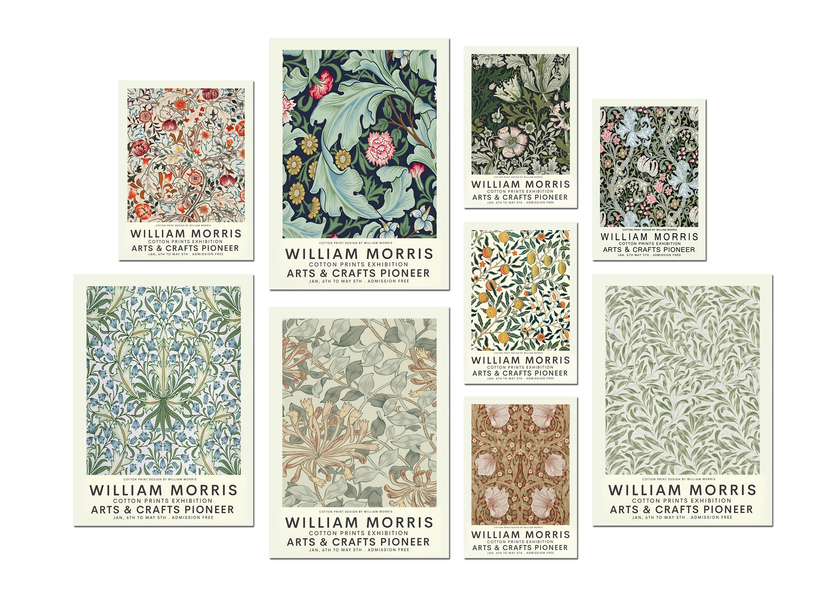 Affisch - WILLIAM MORRIS / ARTS & CRAFTS PIONEER / Set om 9