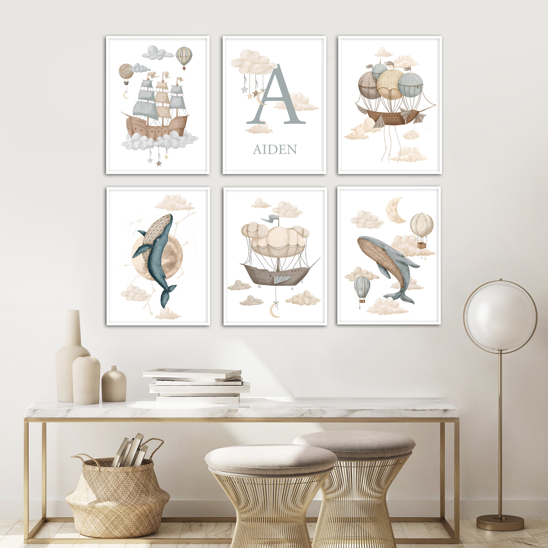 Posters - Fantasifull himmel / Valar och ballonger bland molnen / Personlig / Sats om 6