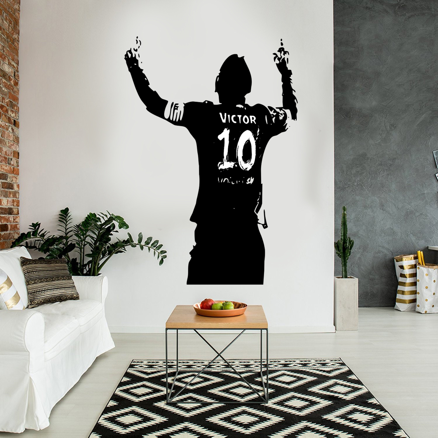 Väggklistermärke - Fotbollsspelare / Personifierad med namn och nummer / Transparent