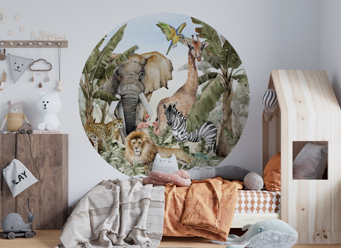 Väggdekal - Safaridjur / Cirkel