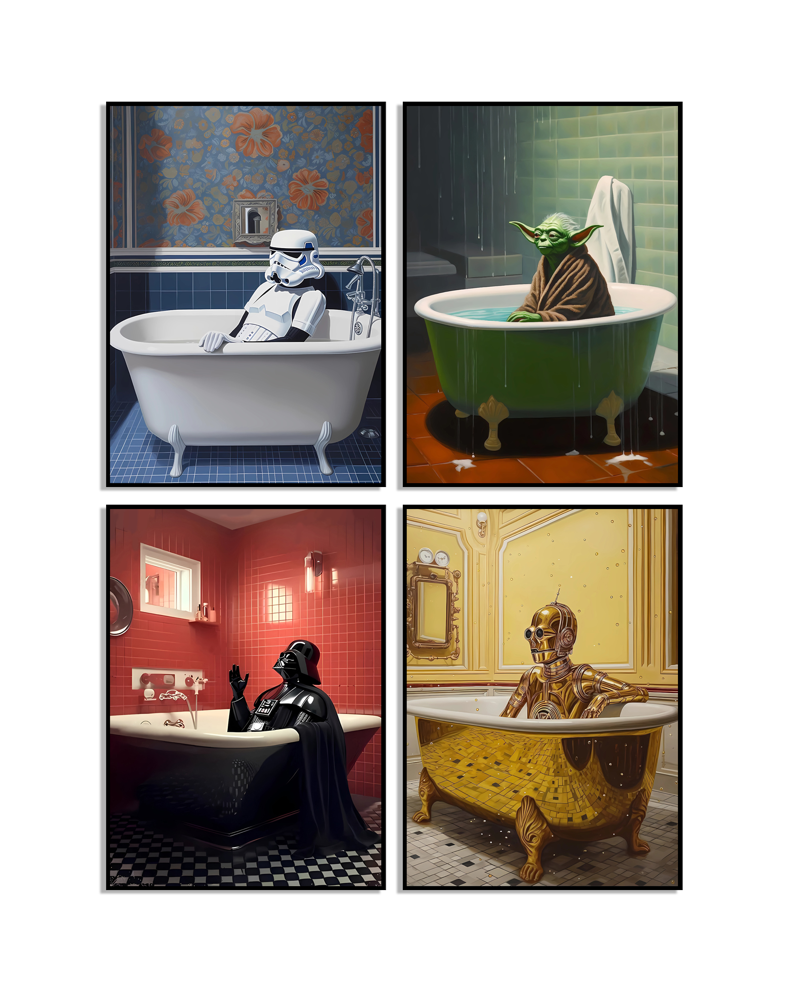 Star Wars-karaktärer i badkar poster set med 4