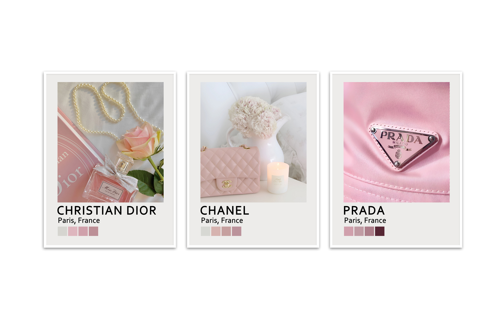 Christian Dior, Chanel, Prada Posters - Set med 3