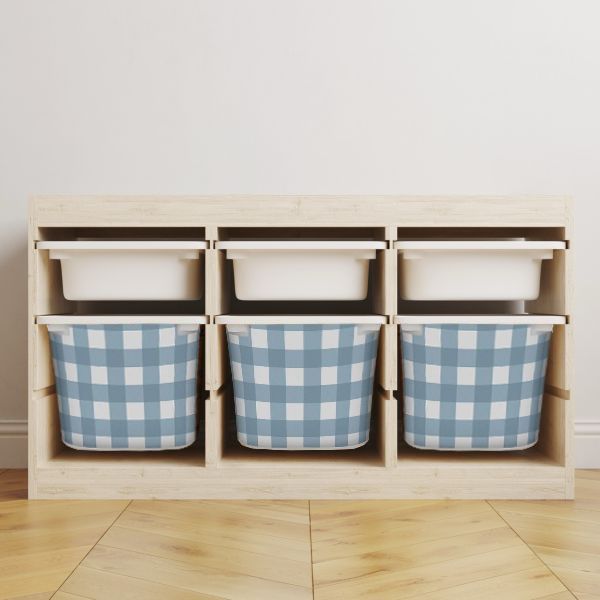 Självhäftande klistermärken – Trofast Box dekaler / Välj storlek / Checkered blue