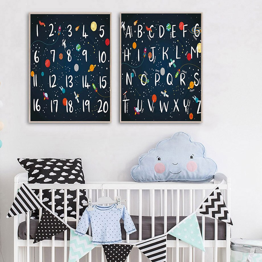 Posters - Siffror och Alfabet / Set med 2