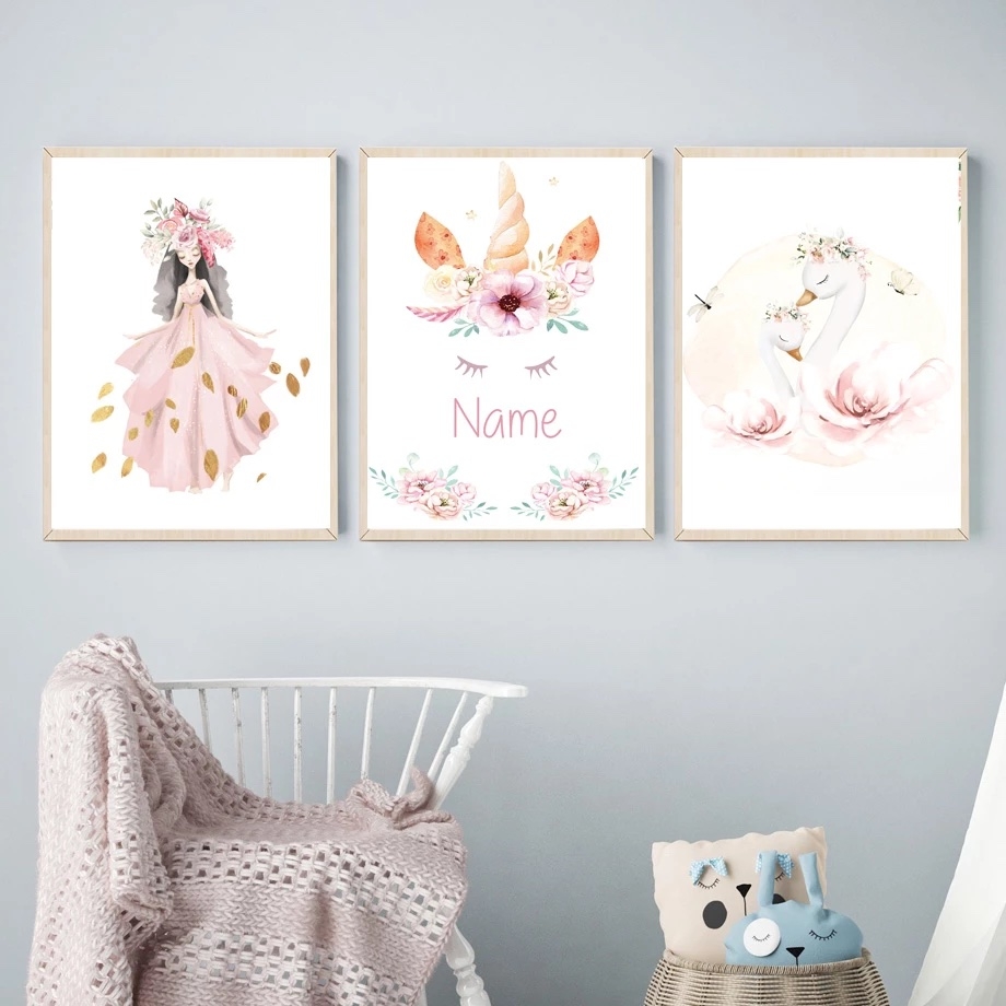 Affisch - Rosa Kawaii / Personlig / Set med 3