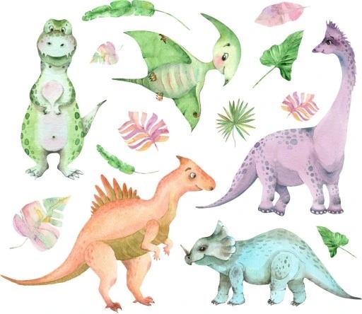 Väggdekal - Dinosaurier och löv / 02
