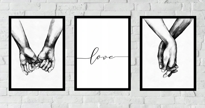 Posters - Hand i Hand / Love / Set om 3