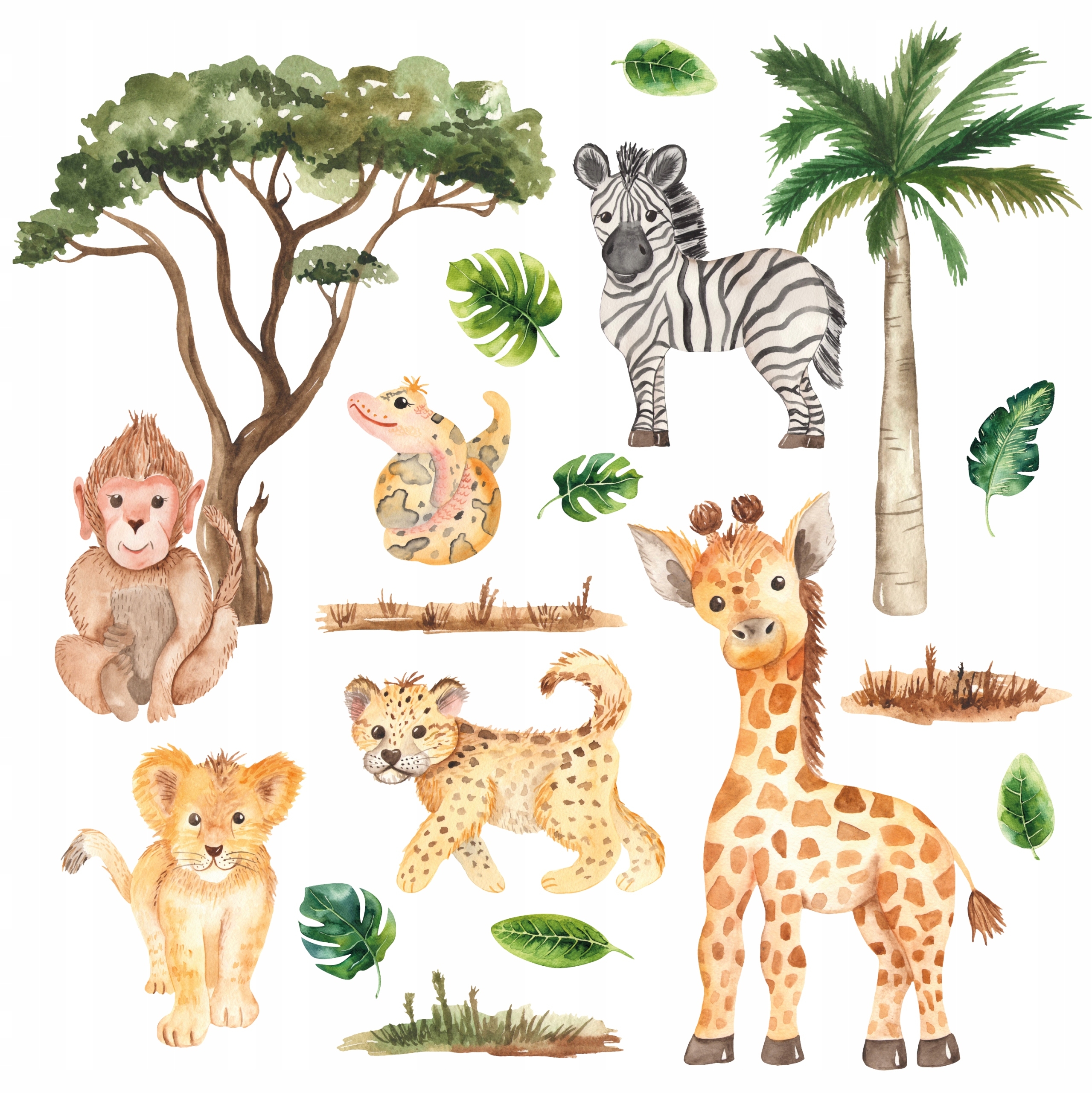 Väggdekal - Safari djur