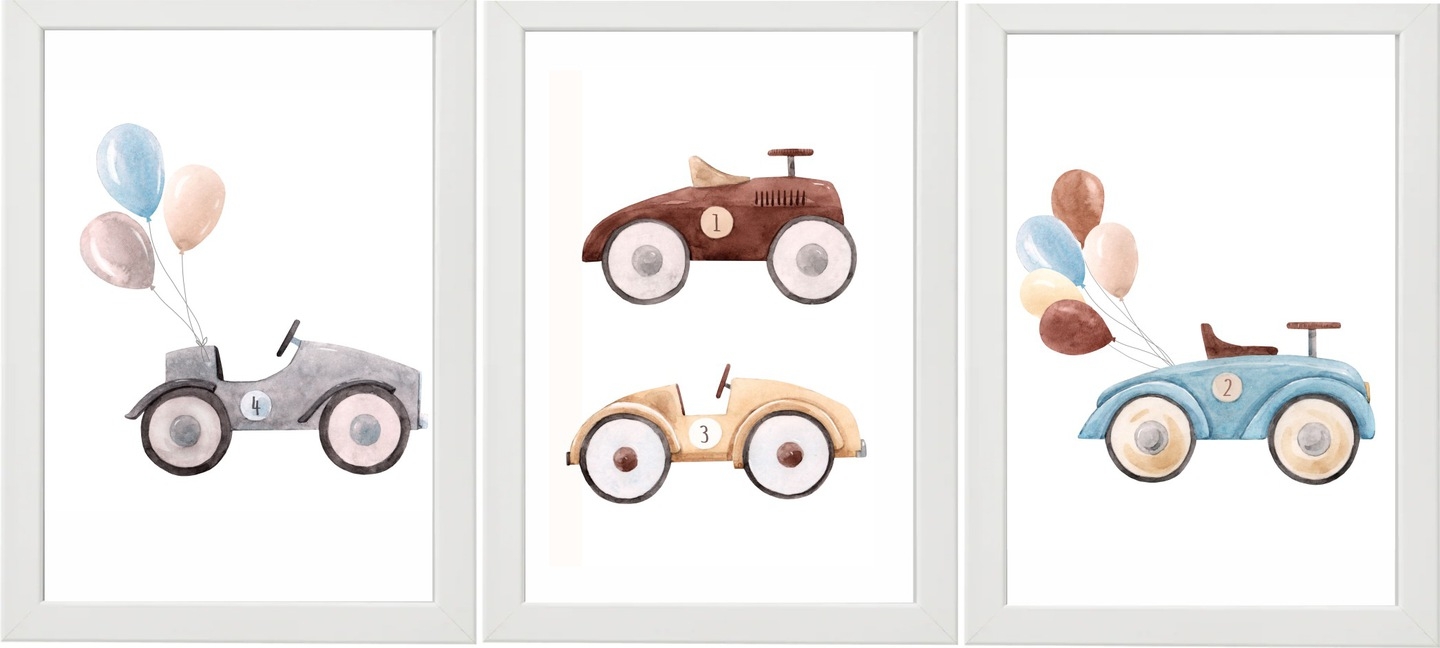 Posters - Retrobilar / Set med 3