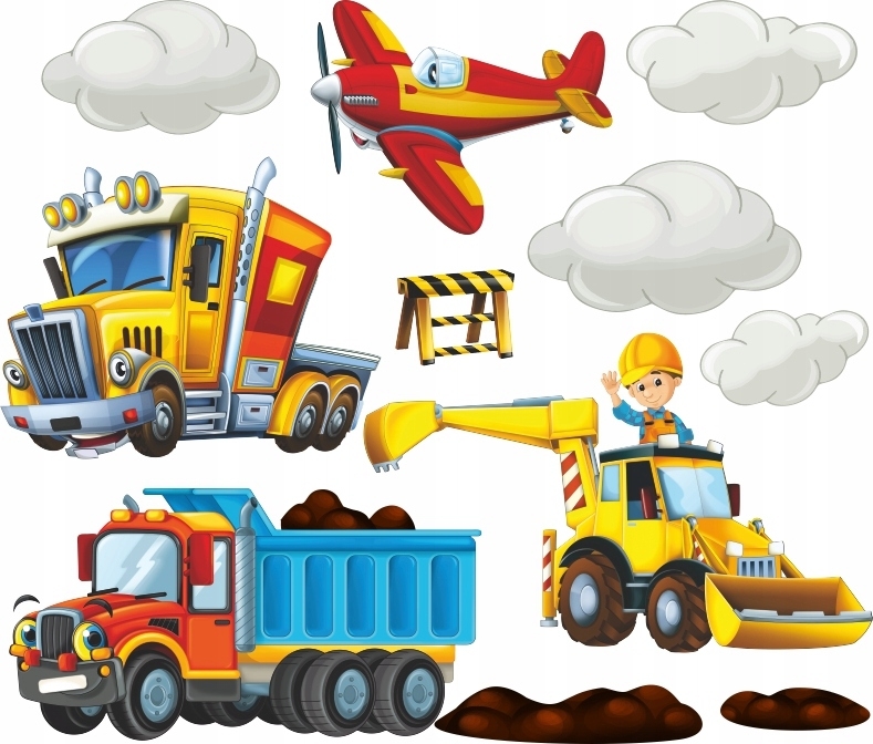 Väggdekal - Plan och lastbilar