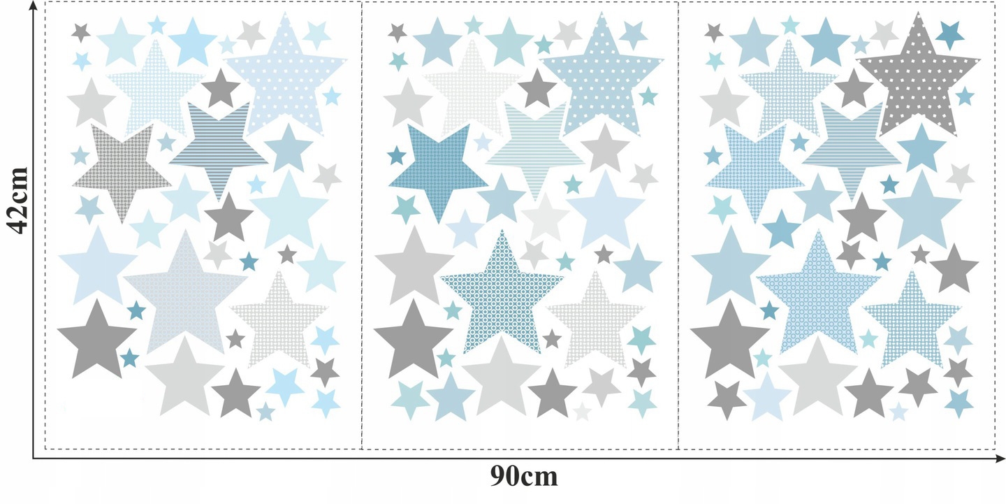 Väggdekal - Stjärnor / Blå Mönster