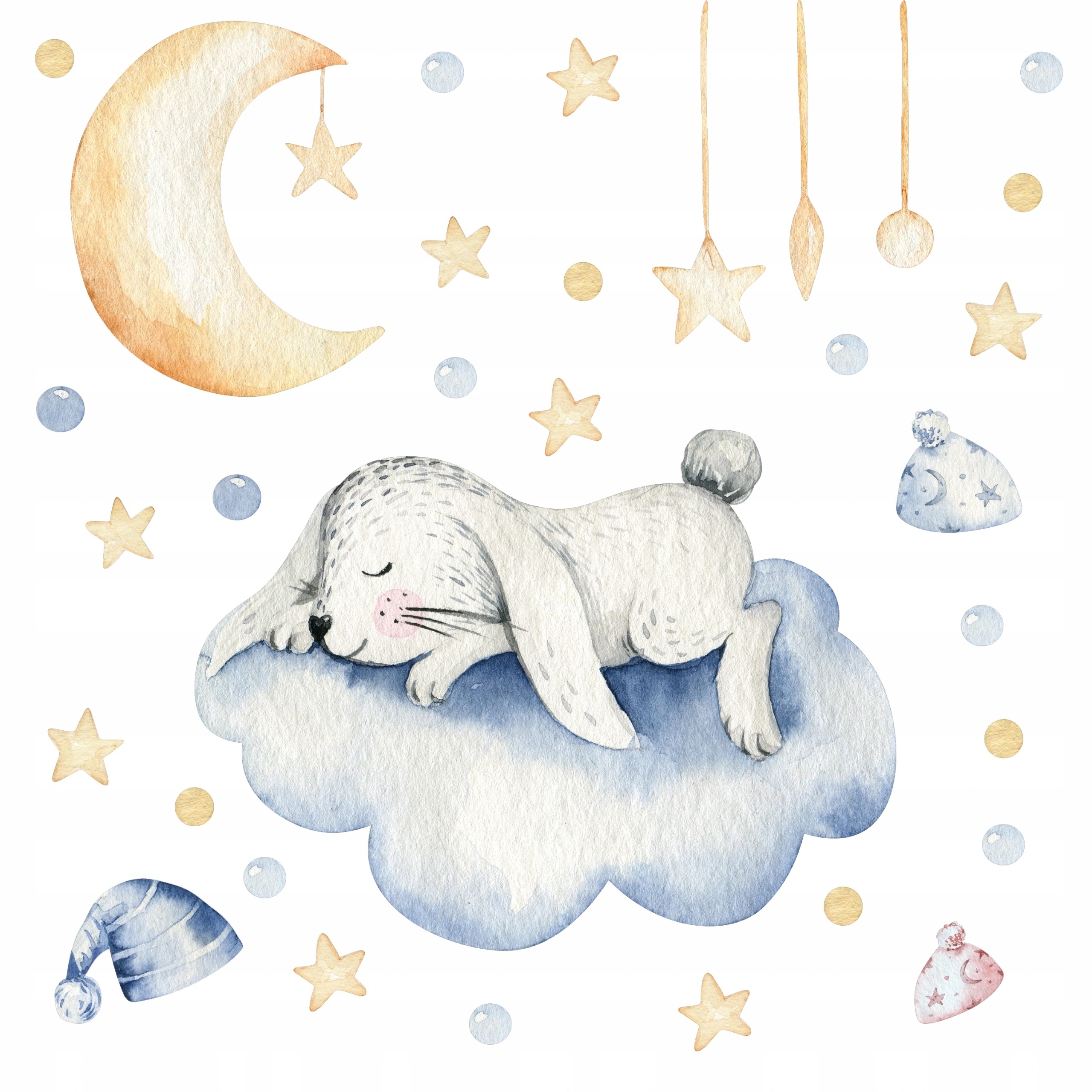 Väggdekal - Kanin natt