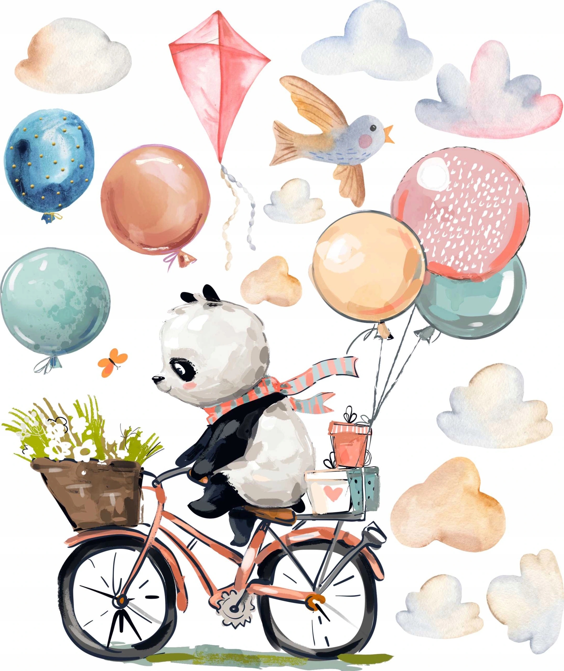 Väggdekal - Panda på cykel