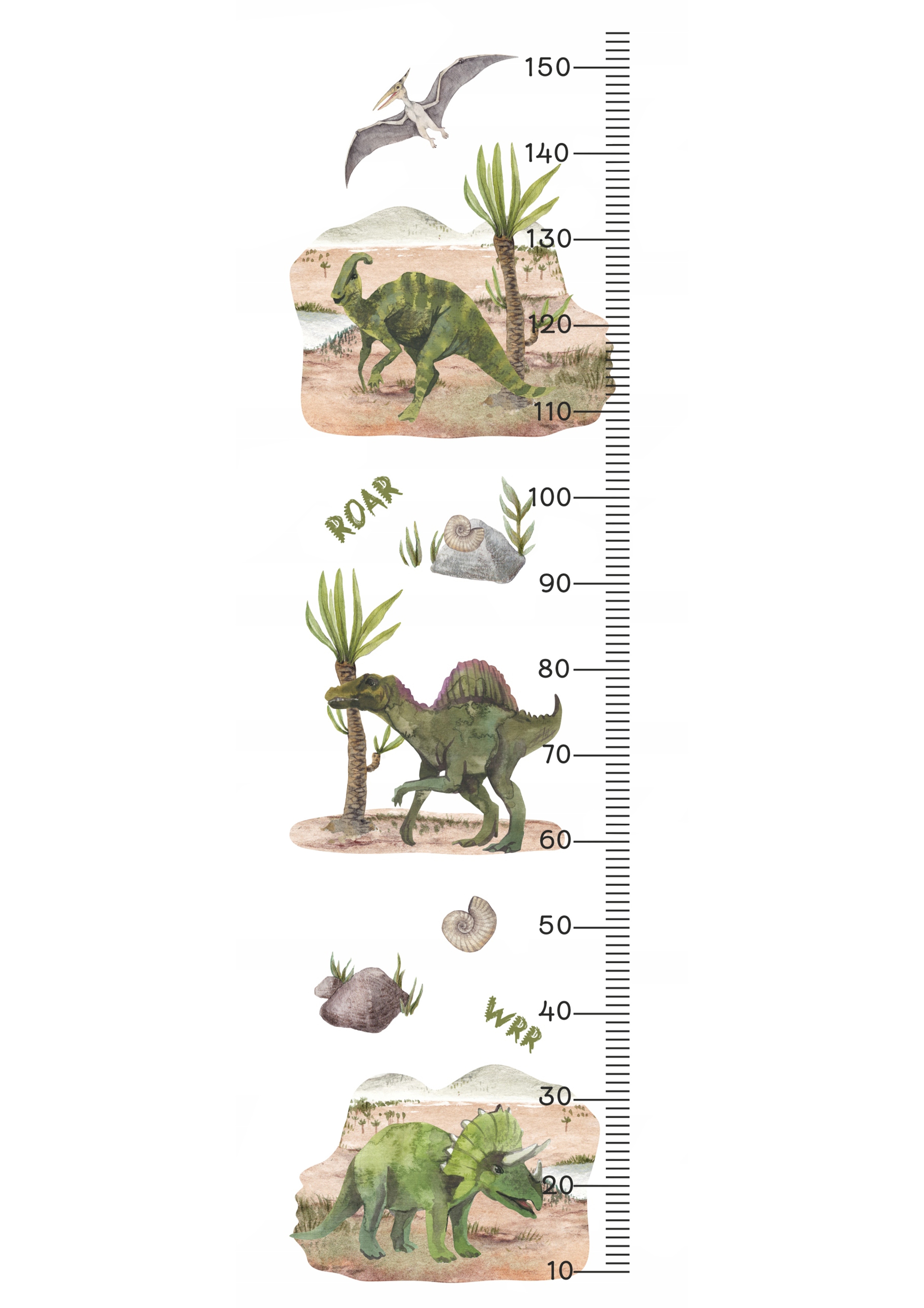 Väggdekal - Dinosaurier 4 / Höjdmått