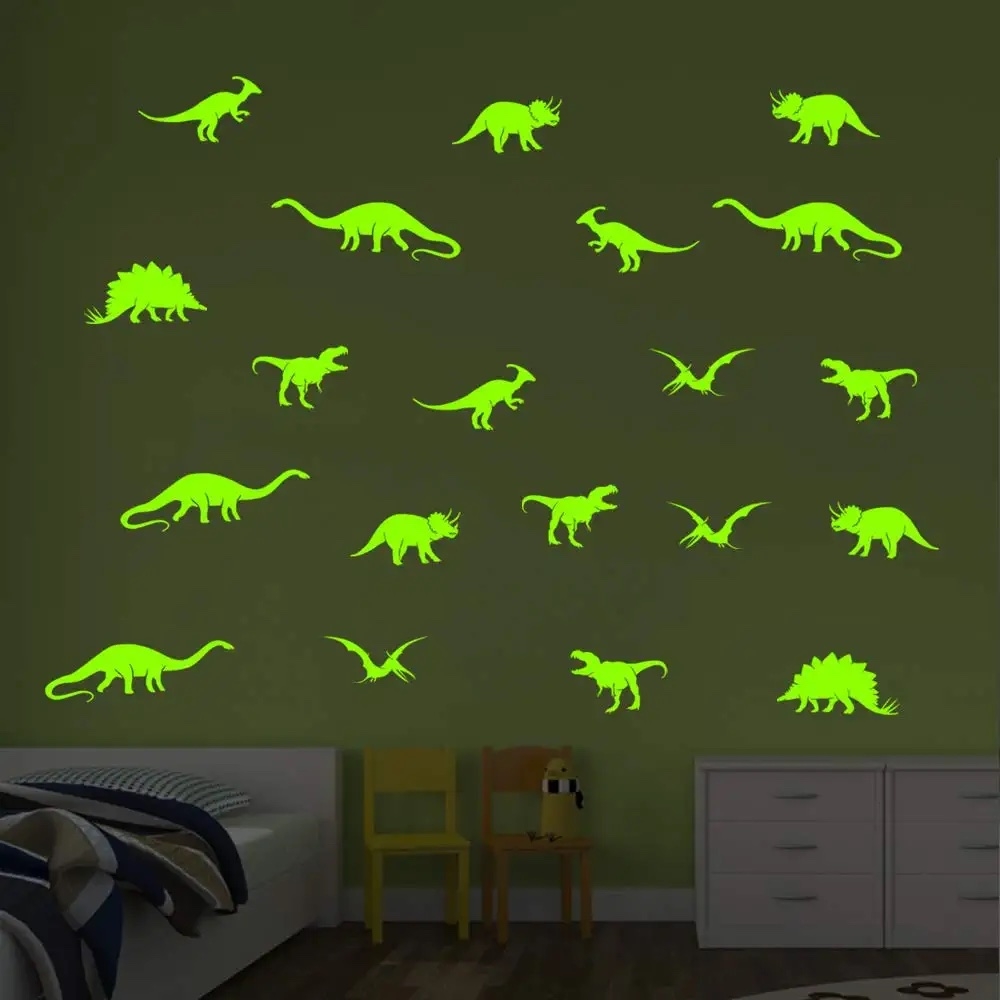 Väggdekal - Dinosaurier / 20 st / Självlysande