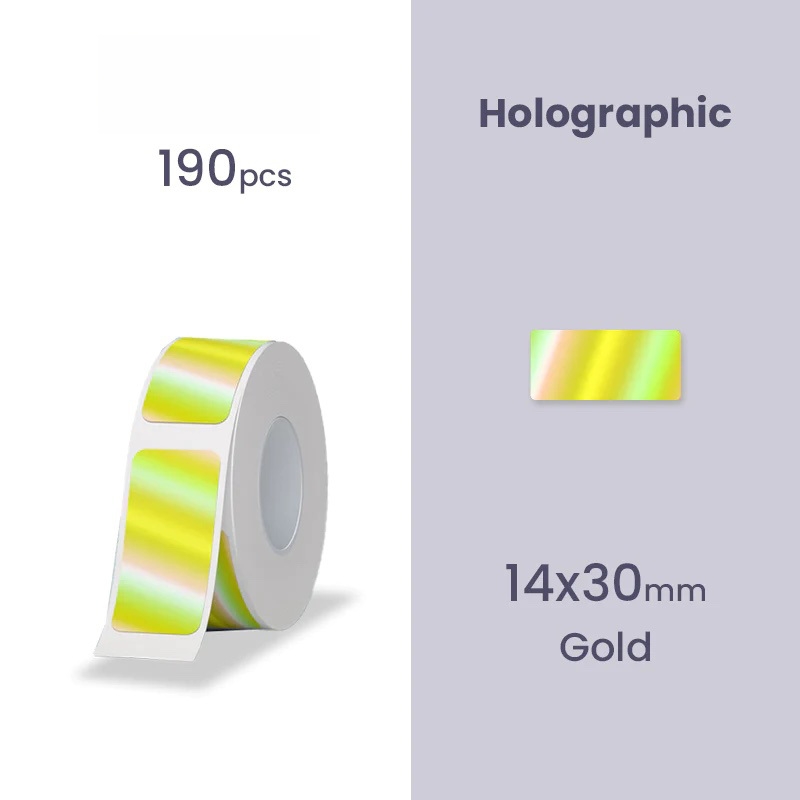 NIIMBOT Etiketter Klistermärken B18-serien 14 x 30 mm / 190 st / Hologram Guld