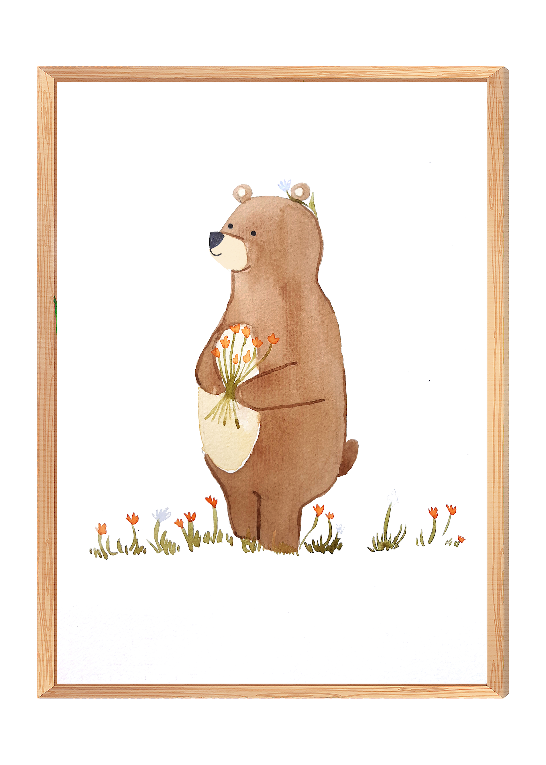 Poster - Björn med blommor