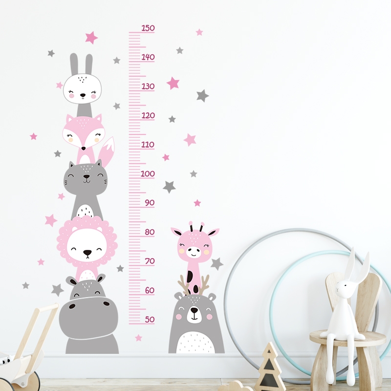 Väggdekal - Boho Animals Pink / Höjdmått