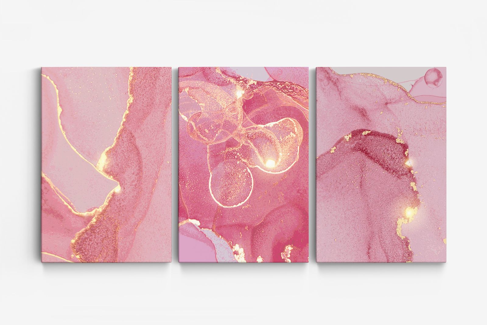 Rosa Abstrakt Canvas Konst - Set om 3