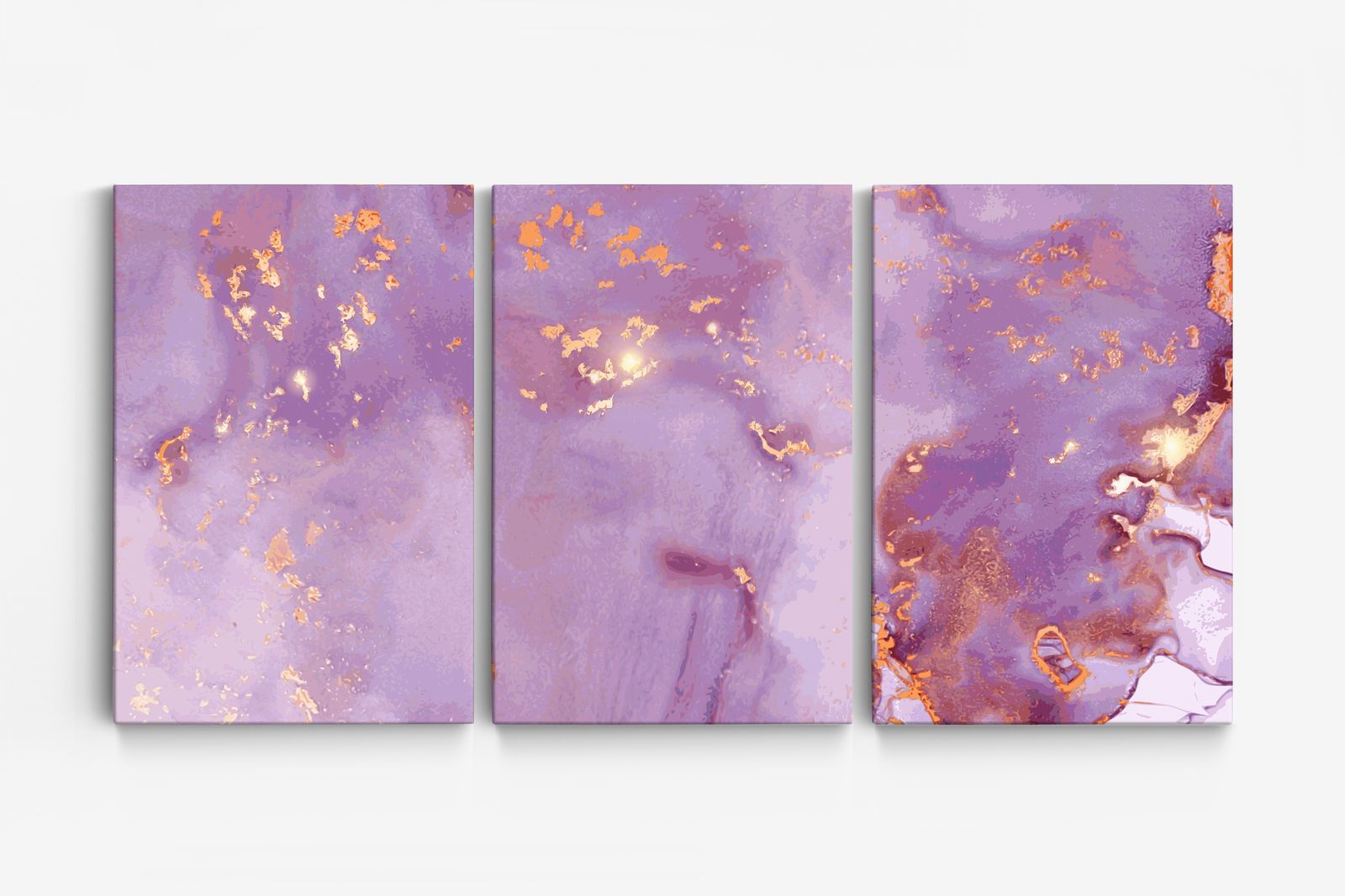 Lila Abstrakt Canvas Konst - Set om 3