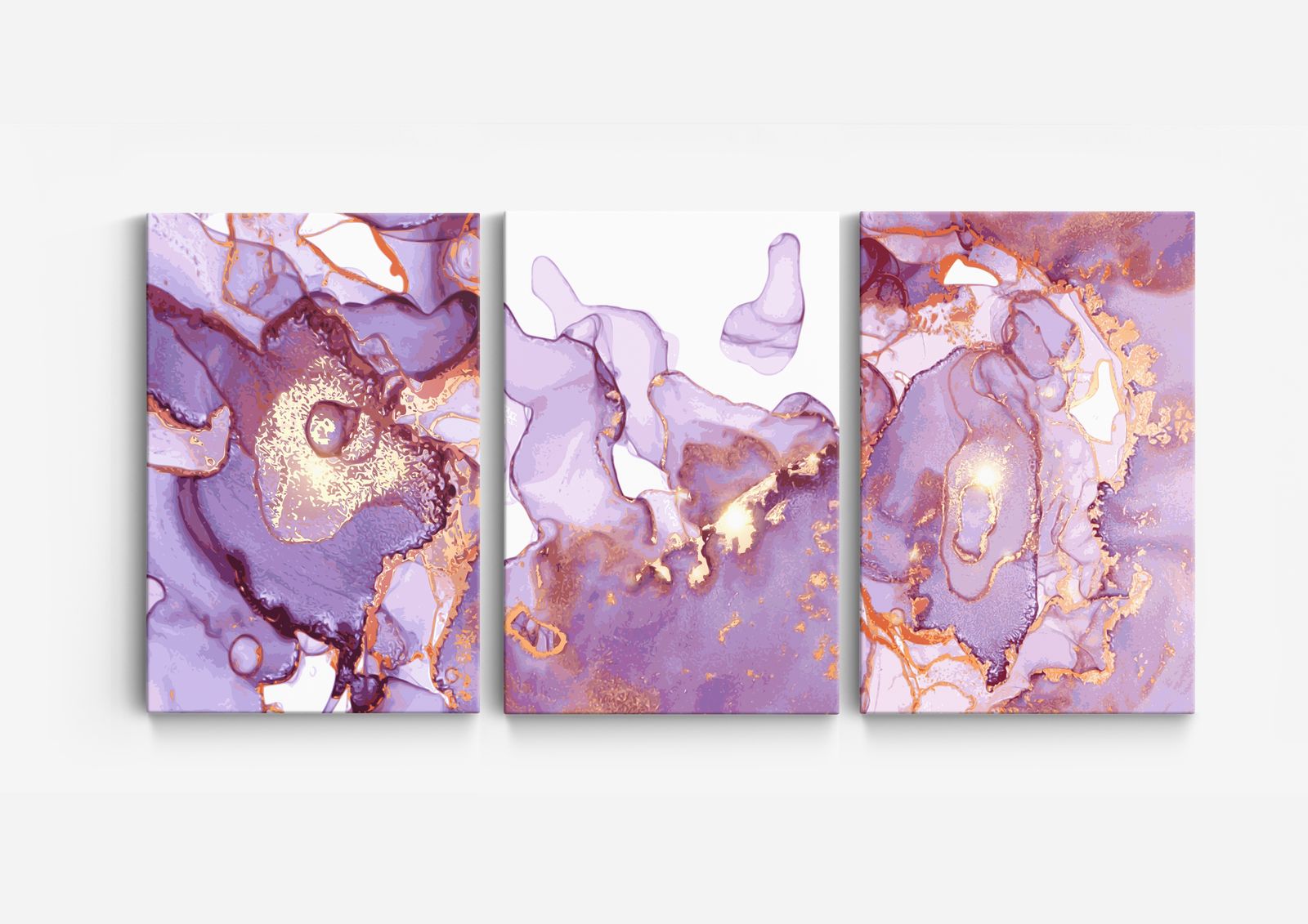 Abstrakt Lila Canvas Konst - Set av 3