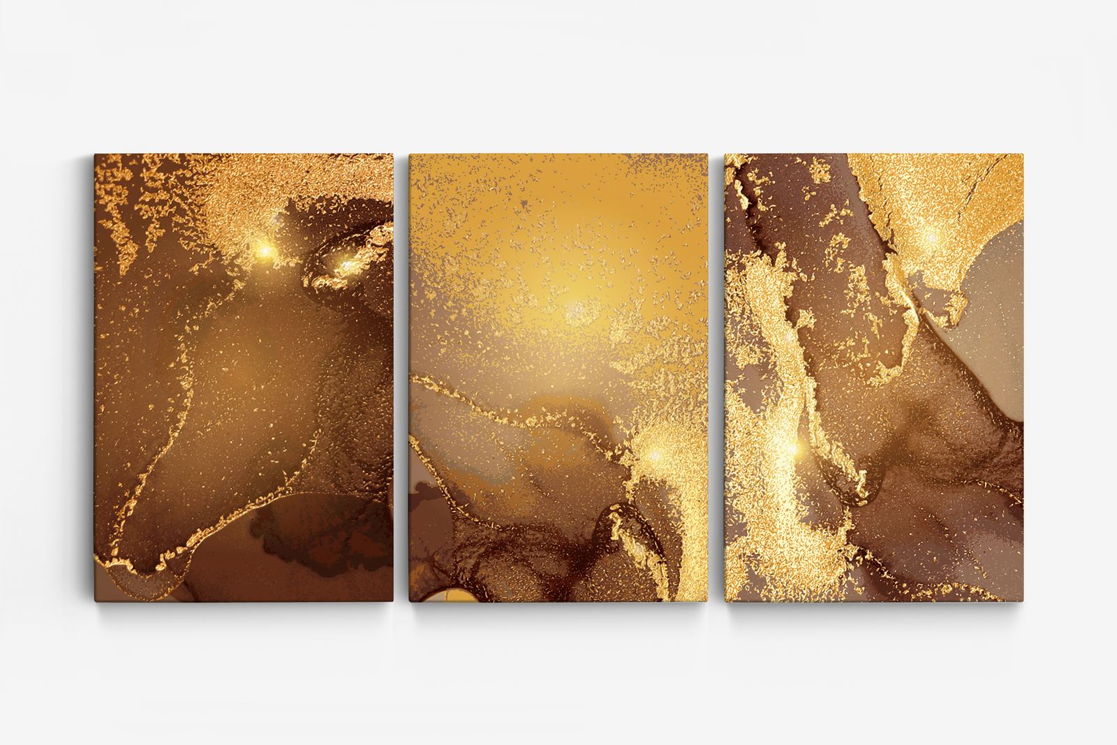 Abstrakt Guldkonst Canvas - Set om 3