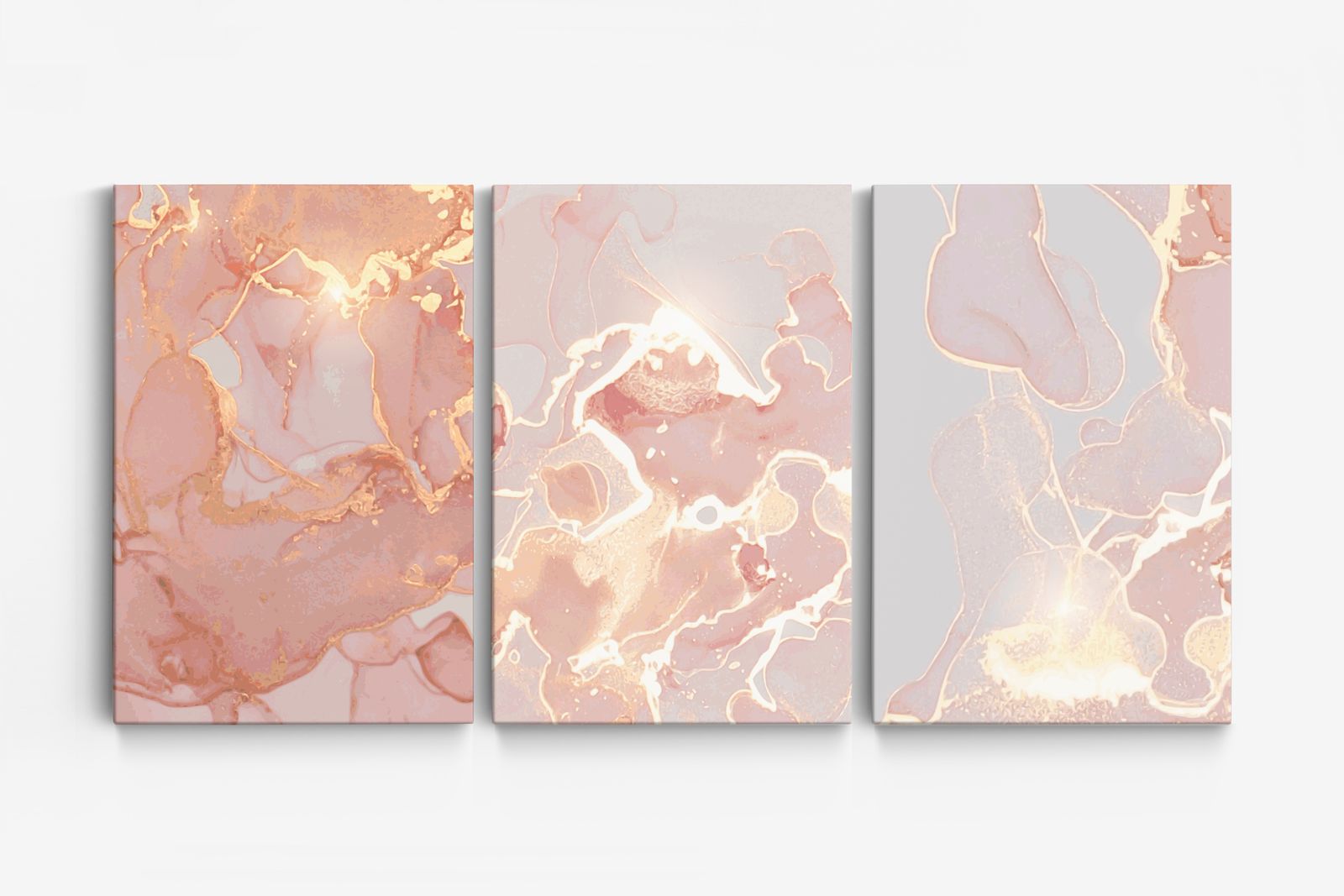 Abstrakt Marmor Canvas - Set om 3