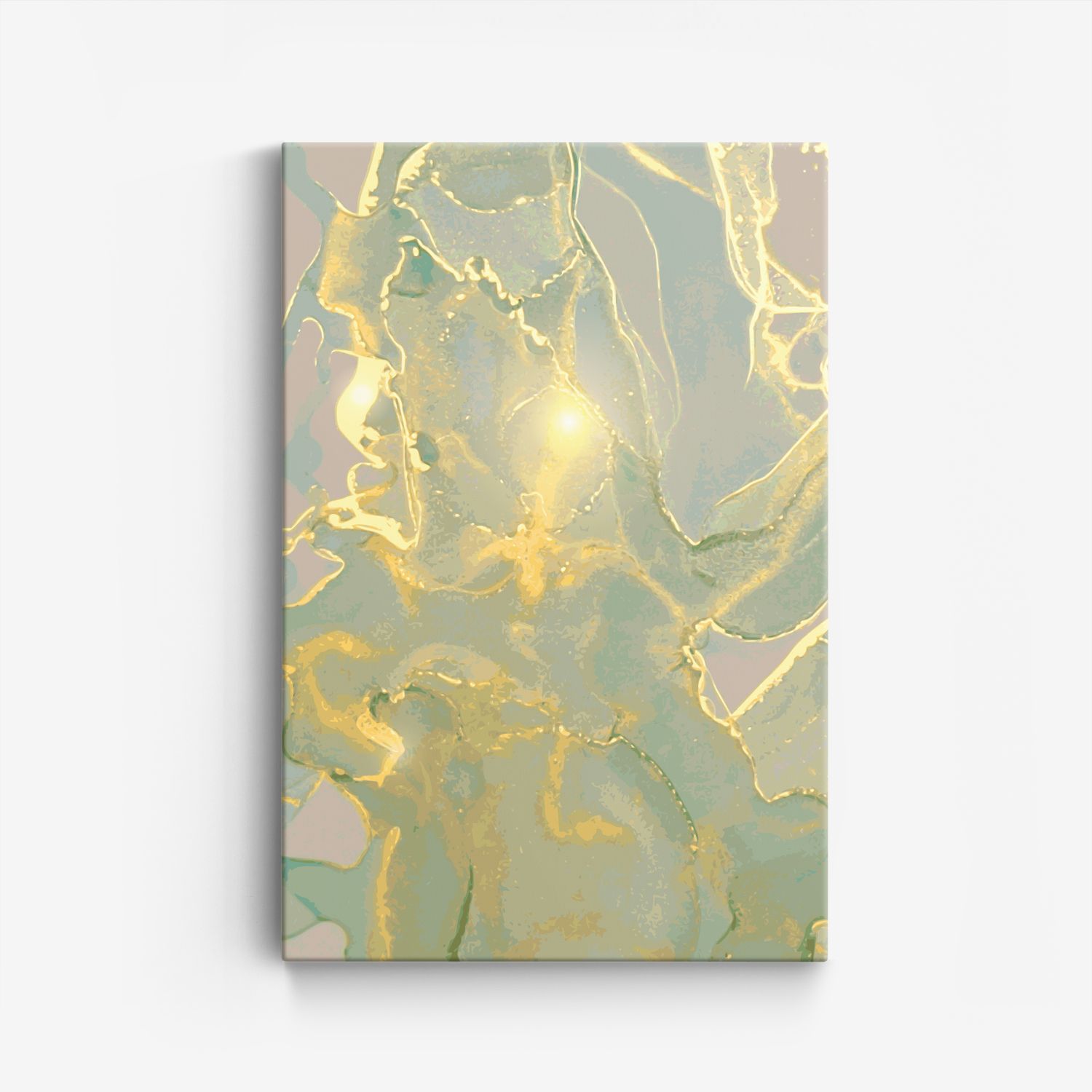 Abstrakt Guld och Grön Canvas
