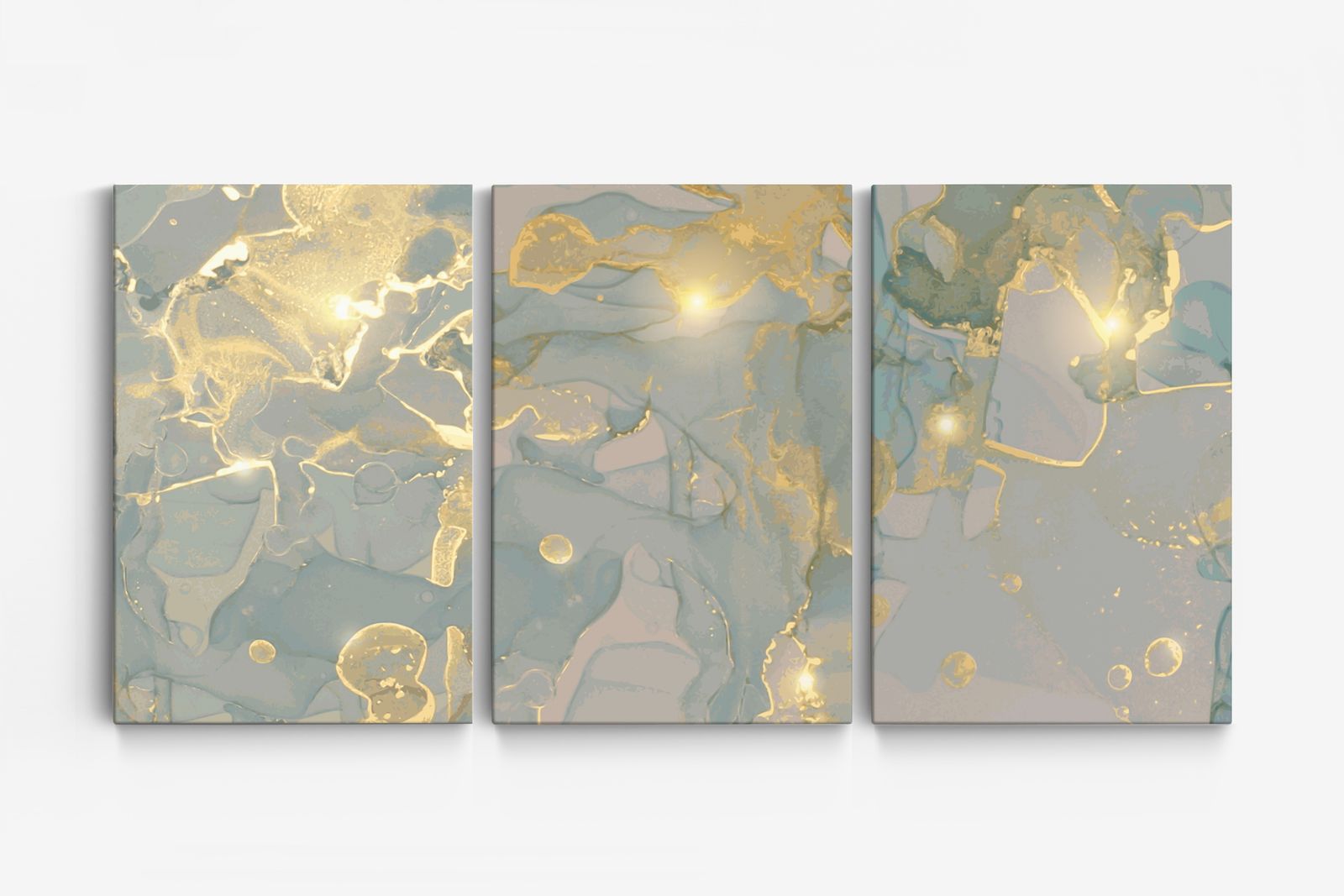 Abstrakt Guld Marmor Canvas - Set av 3