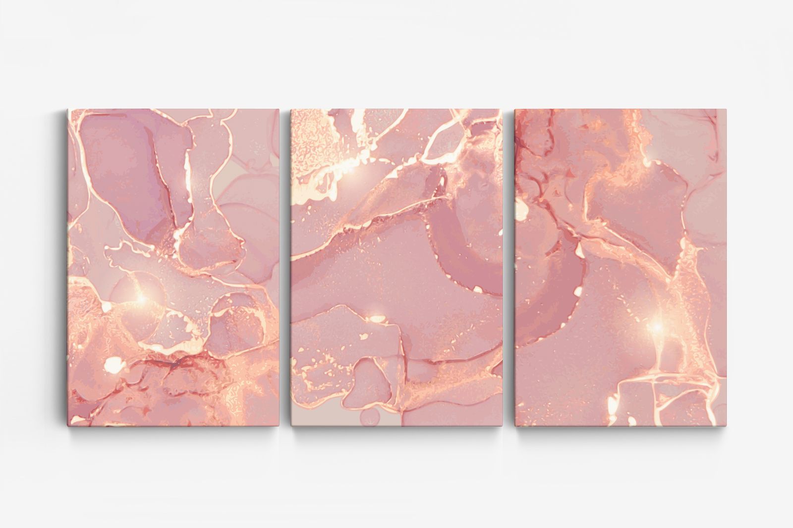 Abstrakt Rosa Canvas - Set om 3