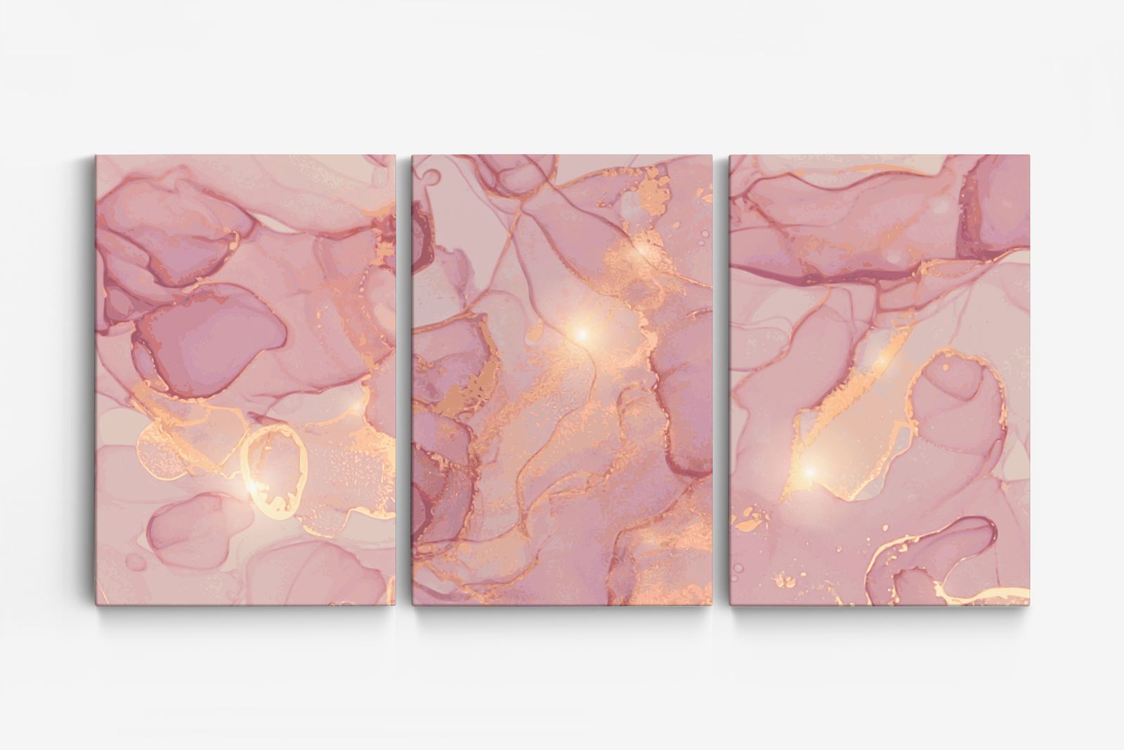 Abstrakt Rosa Canvas - Set om 3