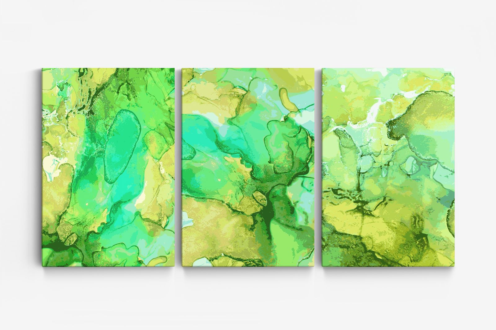 Grön Abstrakt Canvas - Set om 3