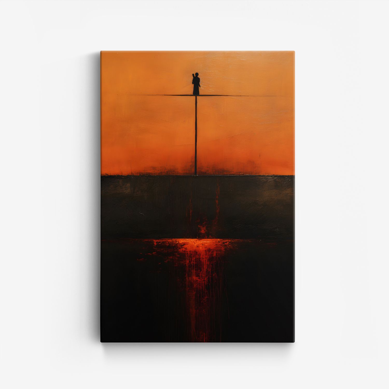 Orange Landskap Abstrakt Canvas