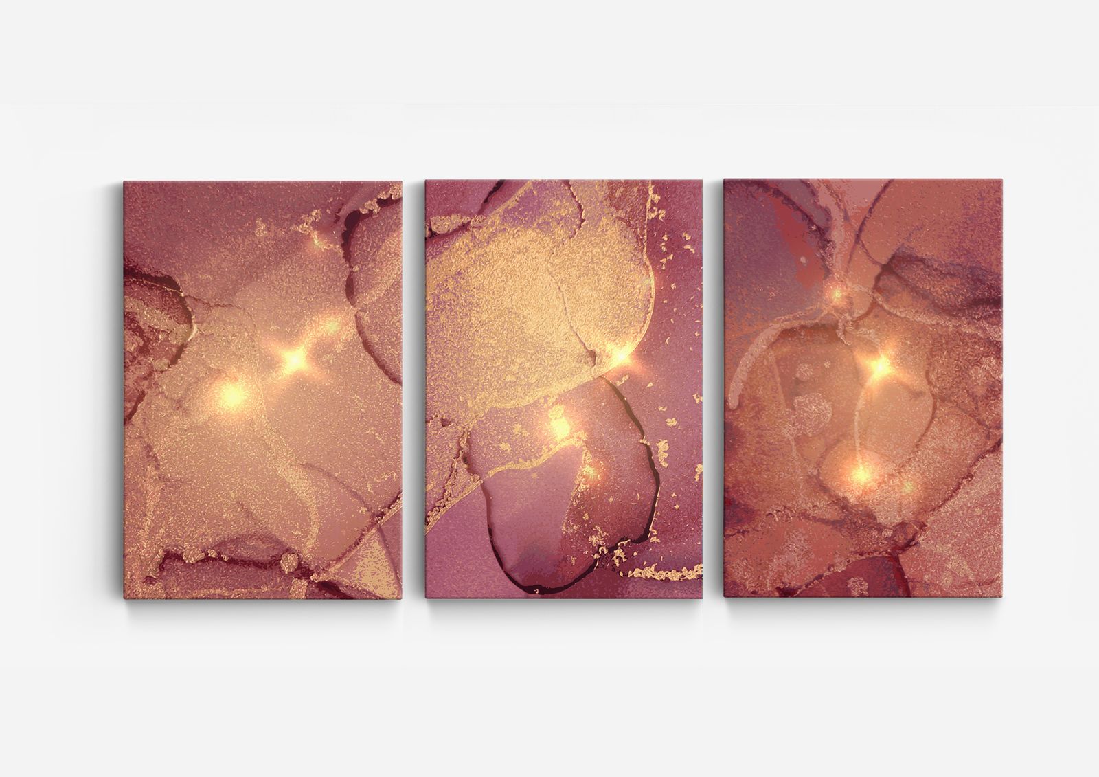 Abstrakt Guld Canvas Konst - Set av 3