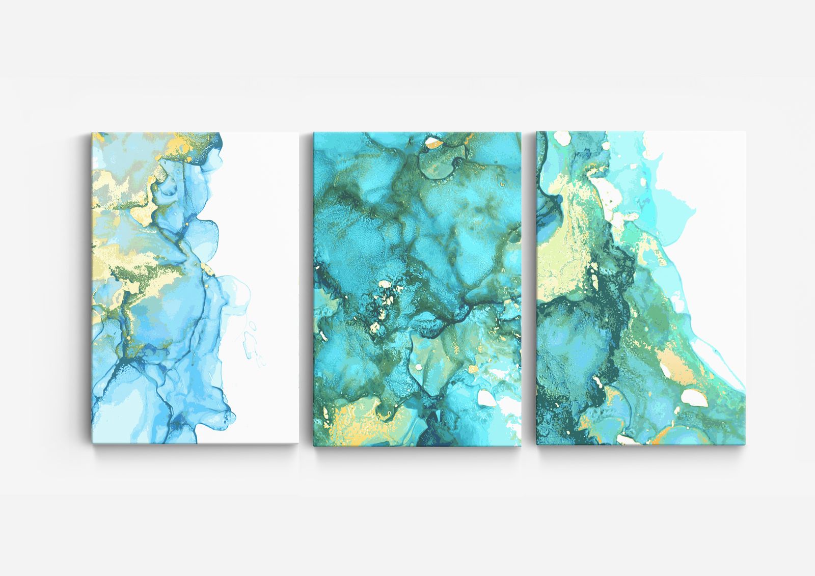 Blå Abstrakt Konst Canvas - Set om 3