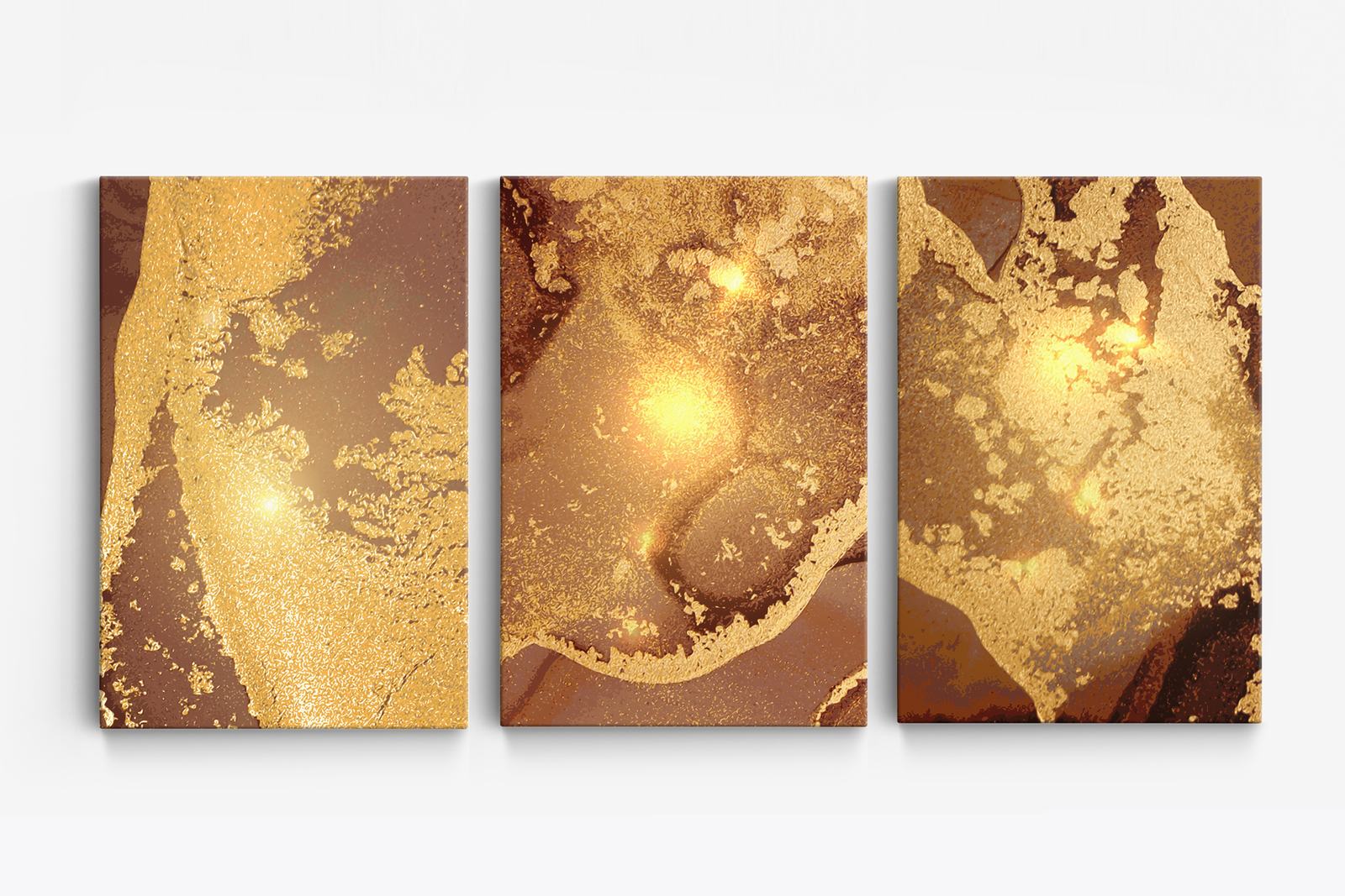 Gyllene Abstrakt Canvas - Set om 3