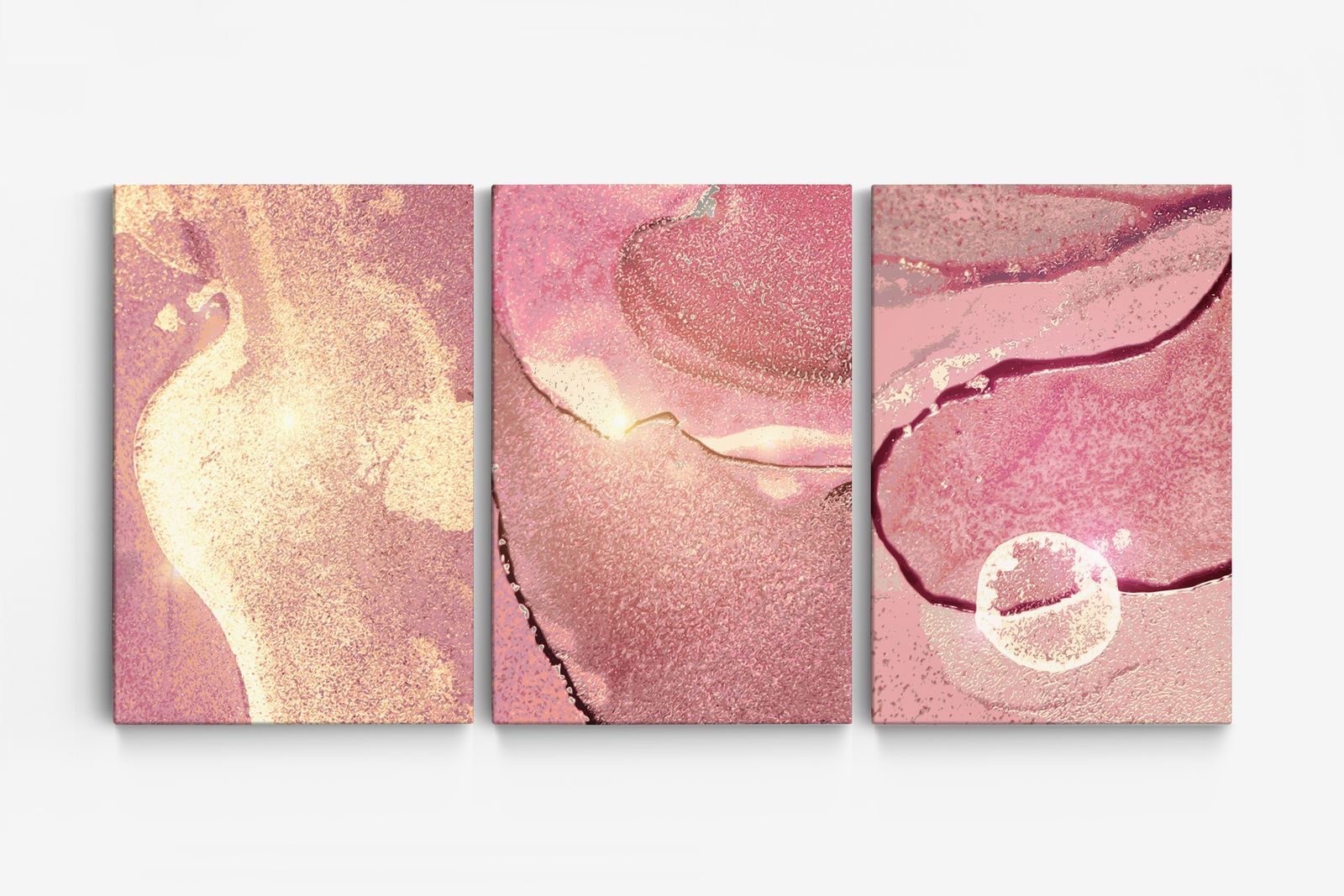 Abstrakt Rosa Canvas - Set om 3