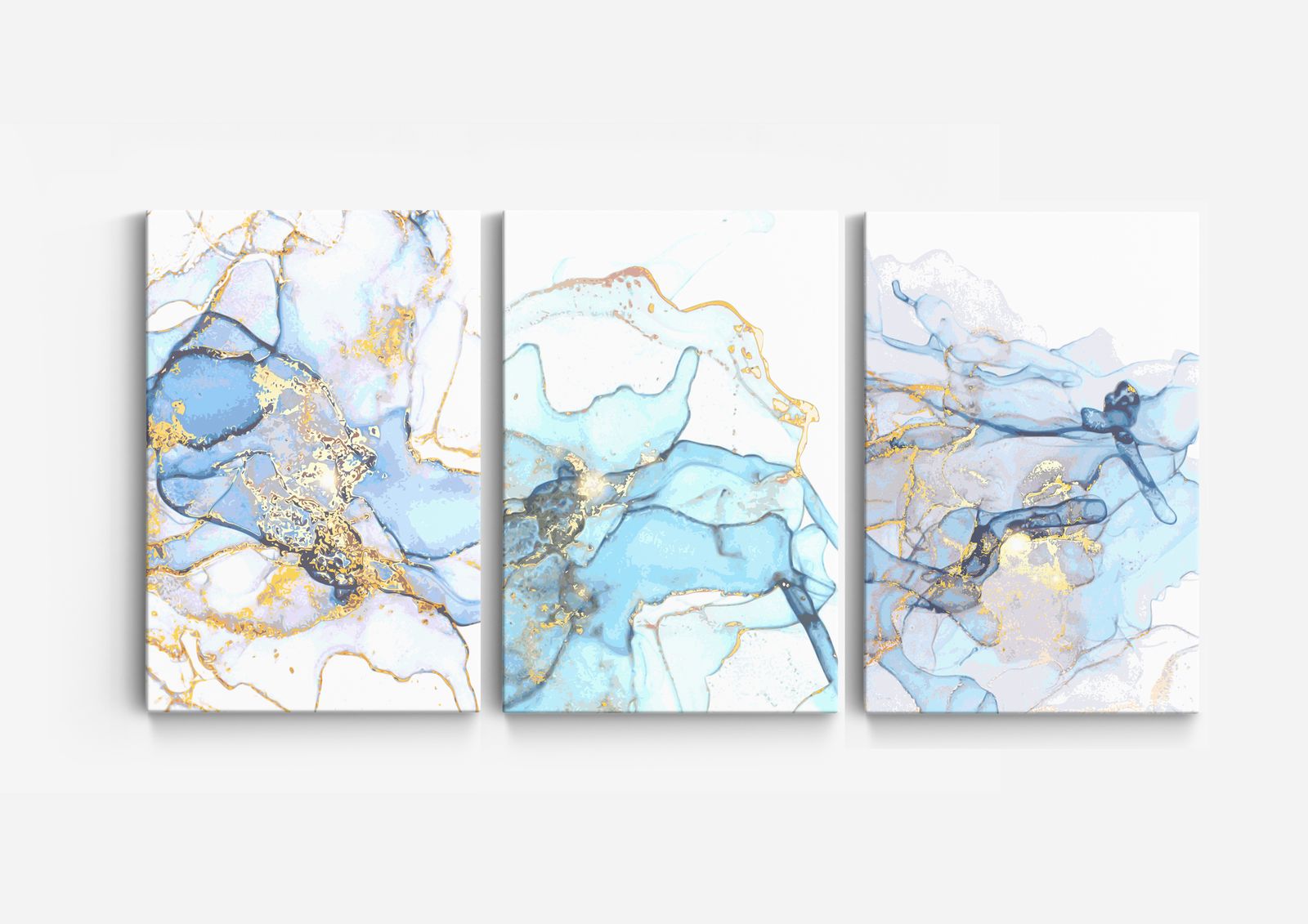 Blå Abstrakt Canvas - Set av 3