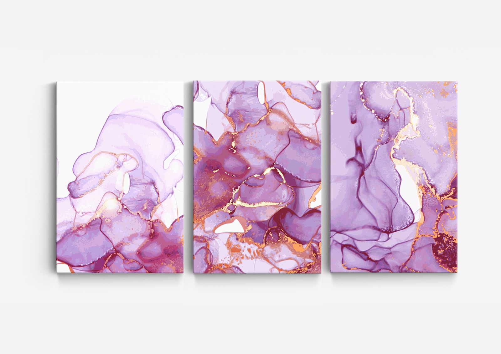 Lila Abstrakt Canvas - Set om 3
