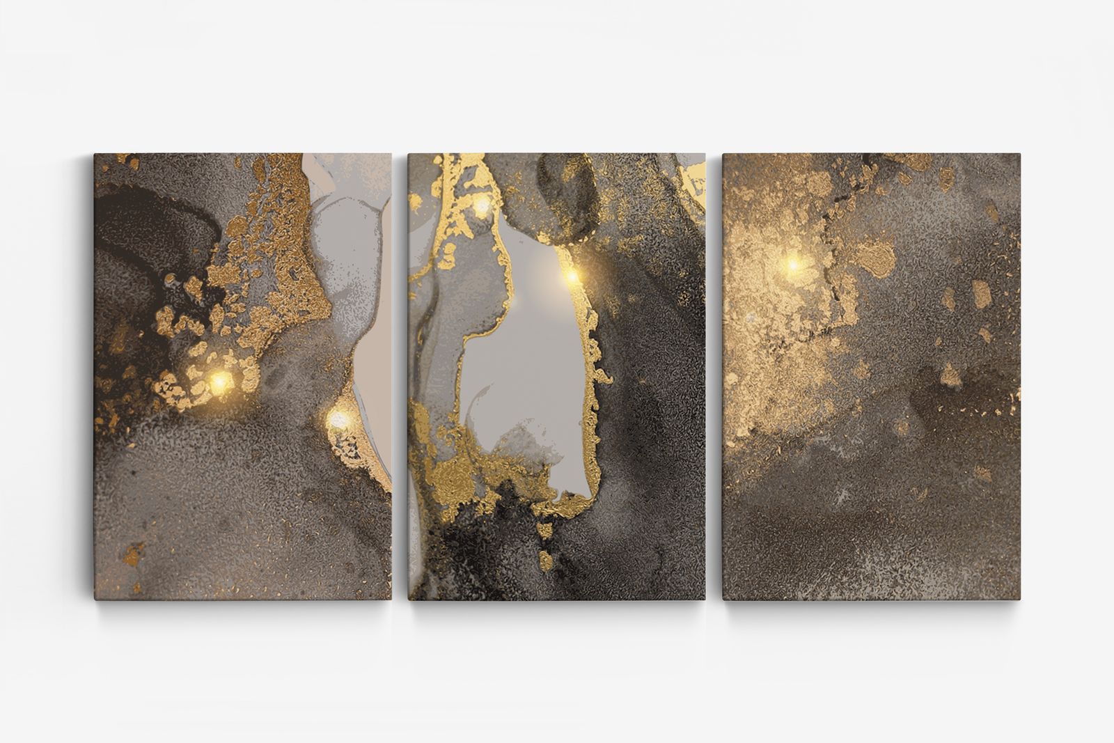 Abstrakt Guld Touch Canvas - Set om 3
