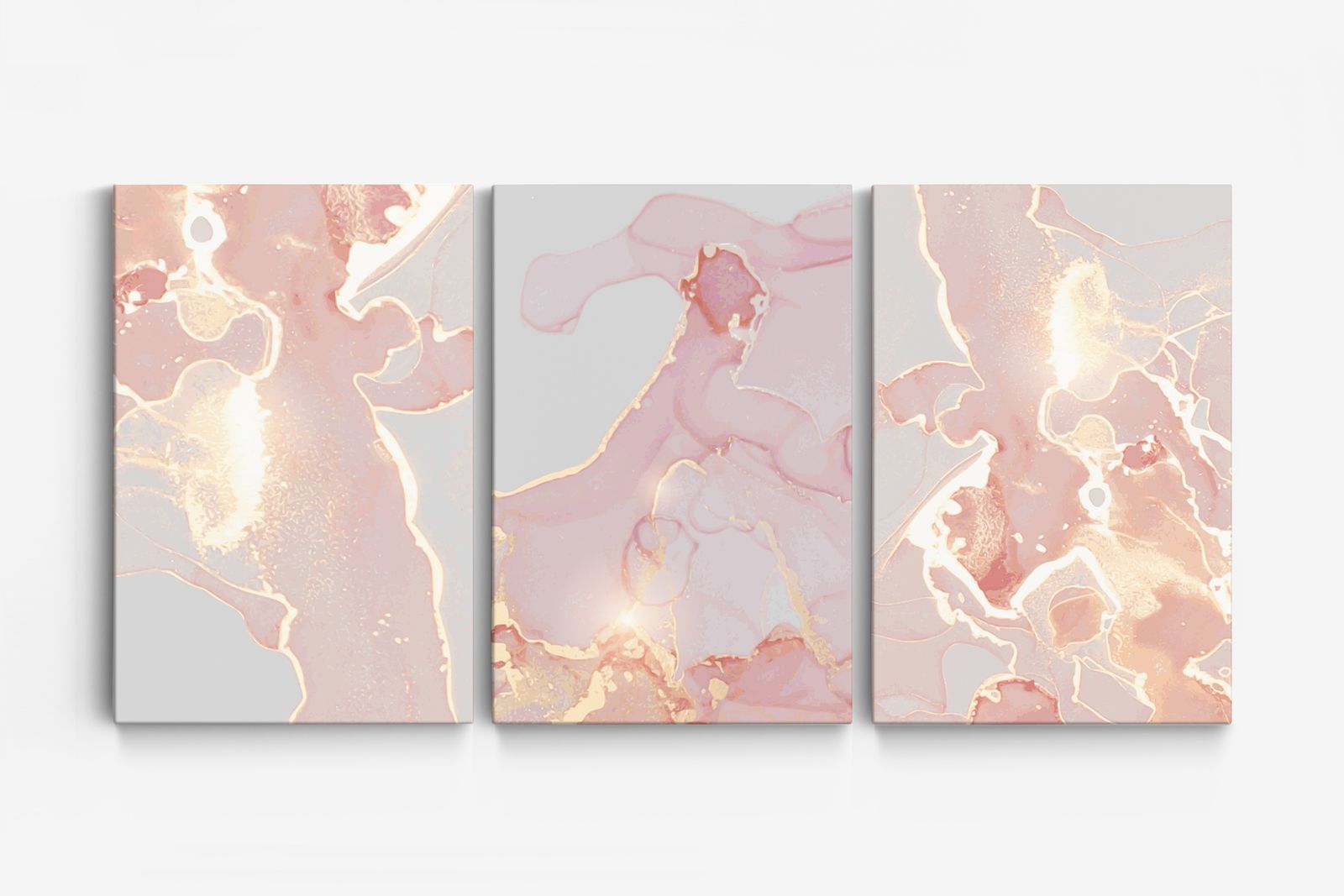 Abstrakt Rosa Canvas Art - Set om 3