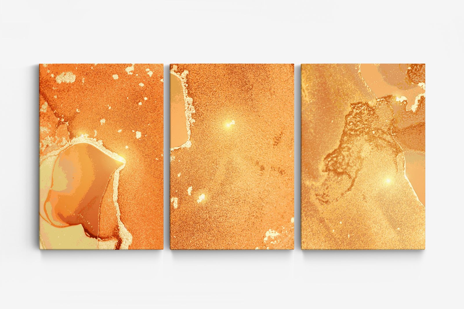 Abstrakt Orange Canvas - Set om 3