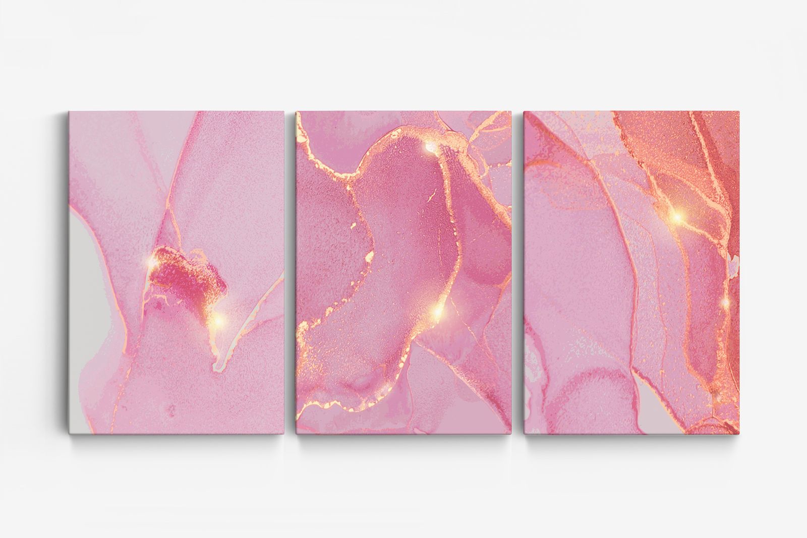 Abstrakt Rosa Canvas - Set av 3