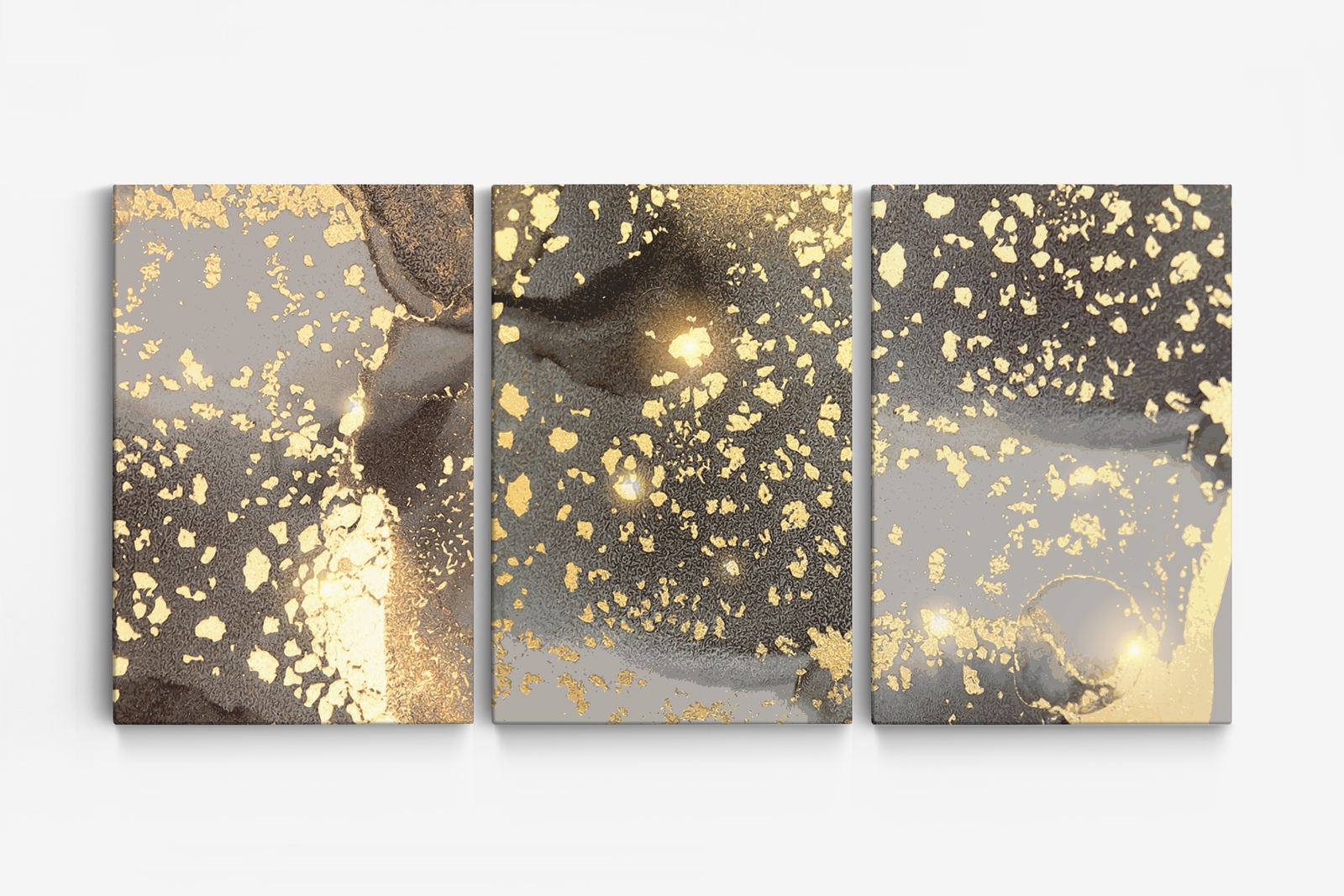 Gyllene Abstrakt Canvas - Set av 3