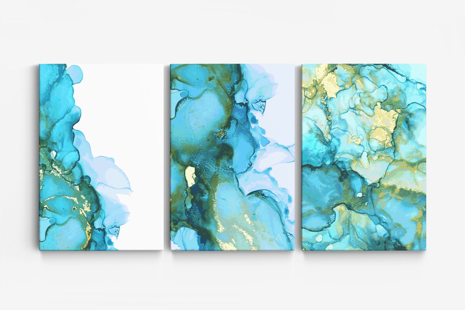 Abstrakt Blå Canvas - Set av 3