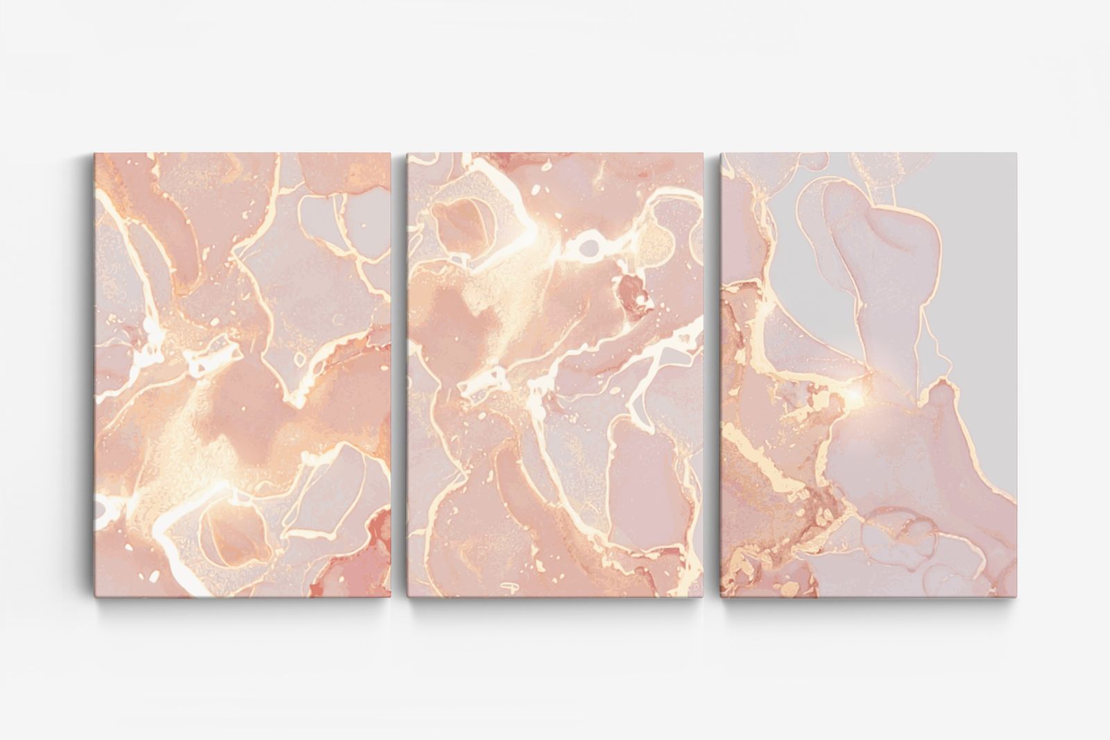 Abstrakt Marmor Canvas - Set om 3