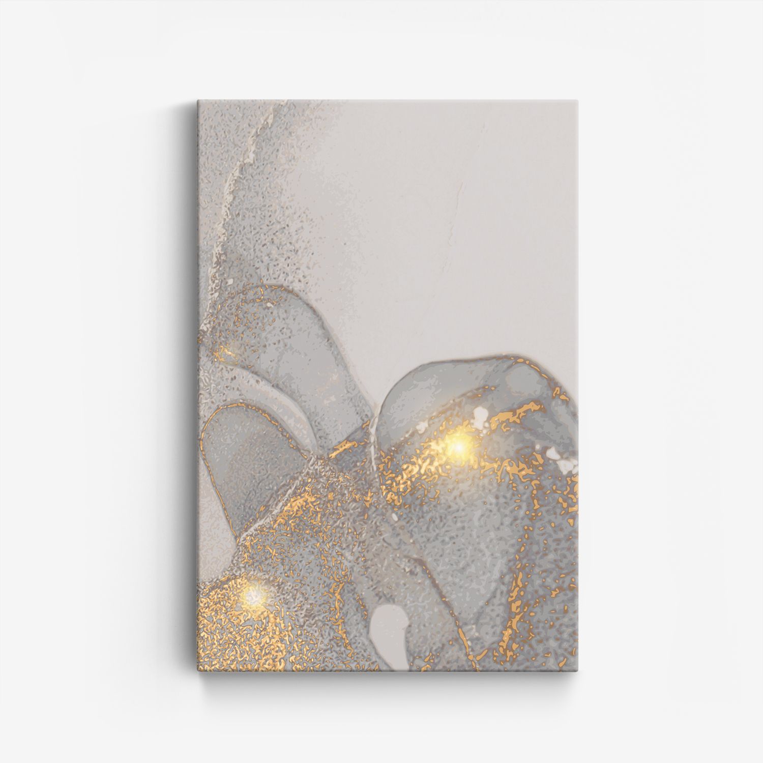Abstrakt Guld och Grå Canvas