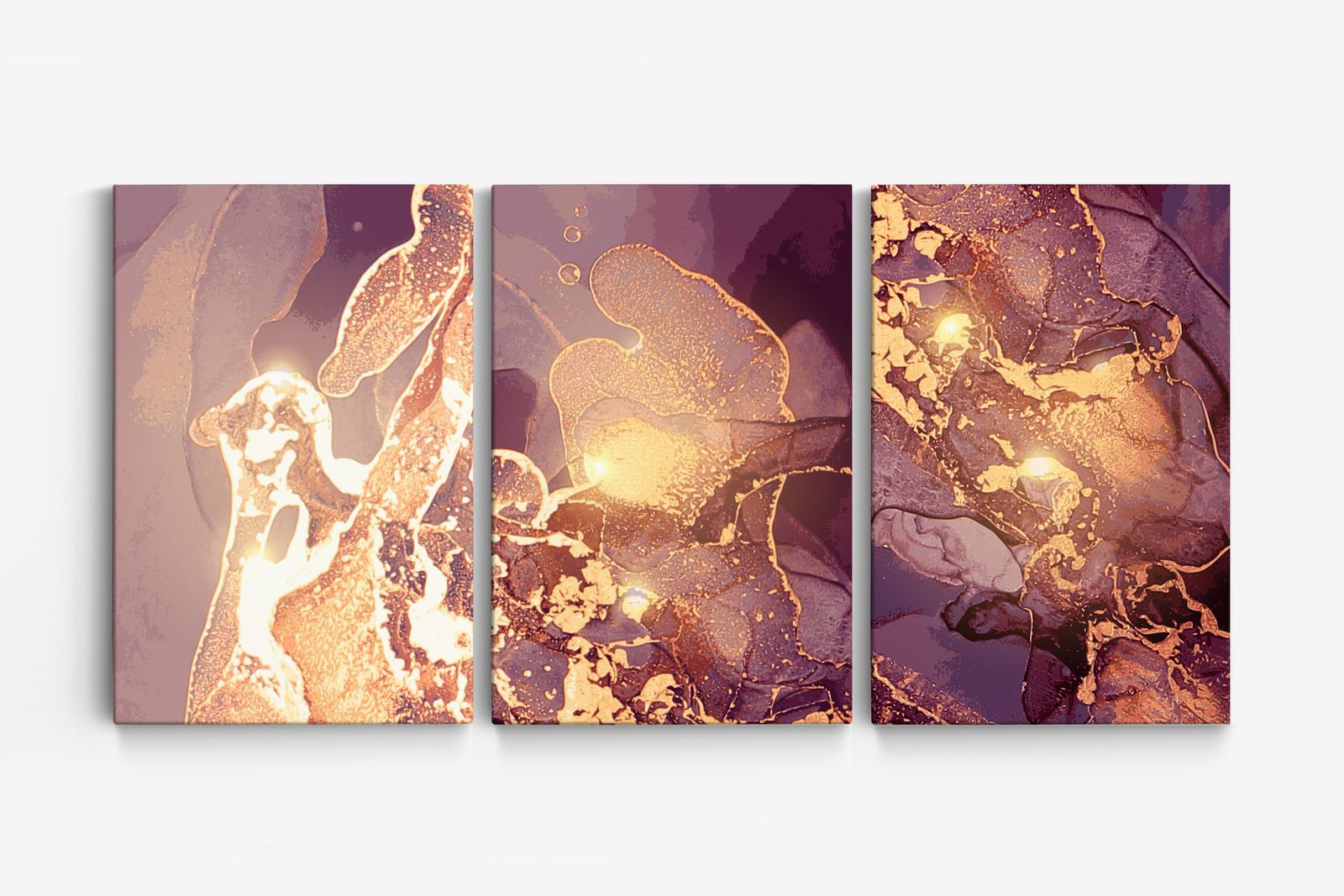 Abstrakt Guld Canvas Konst - Set om 3